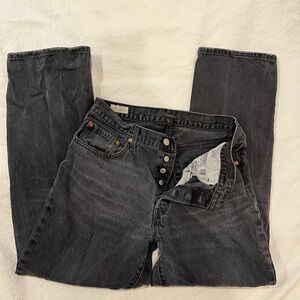 Levi's 501 Straight Black Denim Jeans with Button-Fly